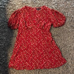 Red floral dress